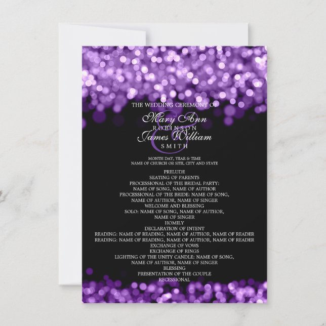 Programme de Mariage Lumières Violettes (Devant)