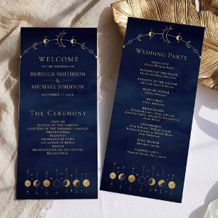 Programme de mariage Lune croissante Or Bleu Céles