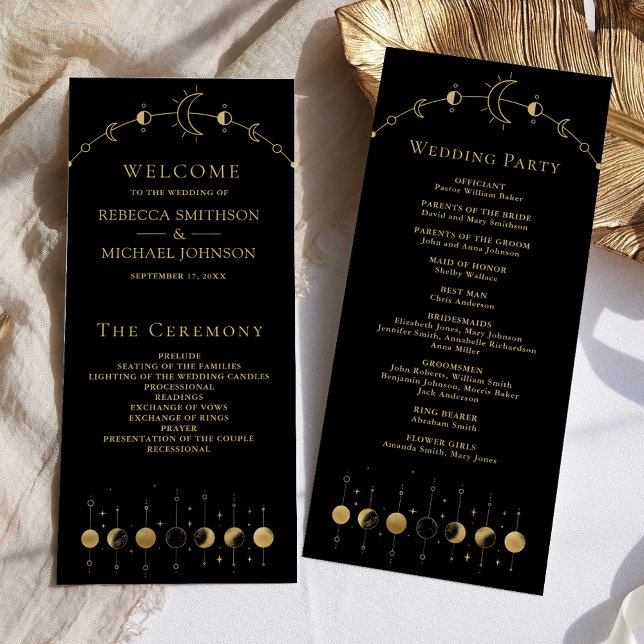 Programme de mariage Lune croissante Or noir céles (Créateur téléchargé)