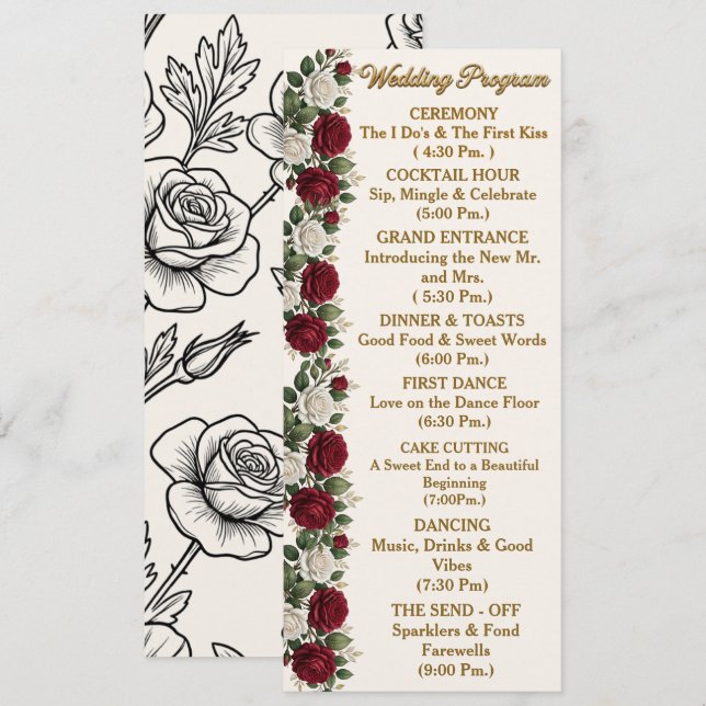 Programme de mariage luxe New York Rose avec descr (Devant / Derrière)