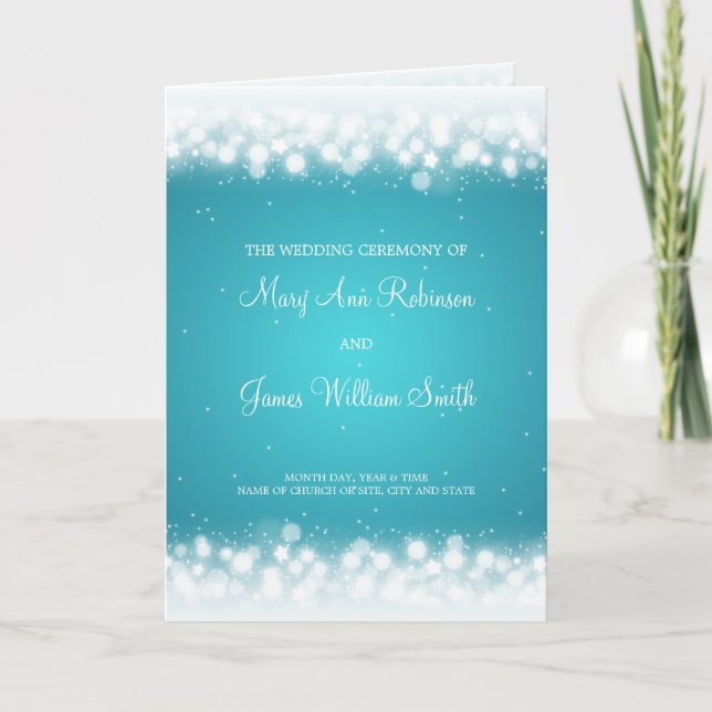 Programme de mariage Magic Sparkle Turquoise (Devant)