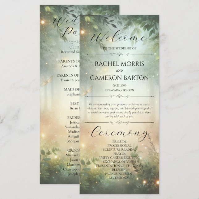 Programme de mariage Magie de la prairie de la for (Devant / Derrière)