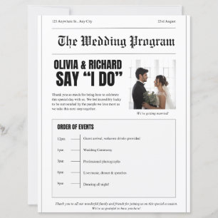 Programme de Mariage – Maquette de Première Page d