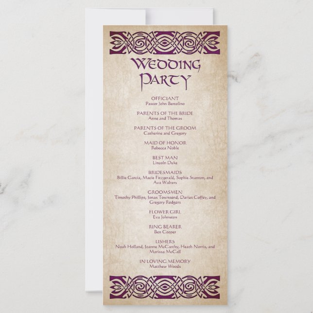 Programme de mariage médiéval (Dos)