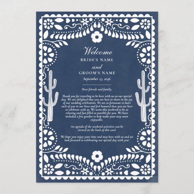 Programme de mariage mexicain Papel Picado Boda (Devant)