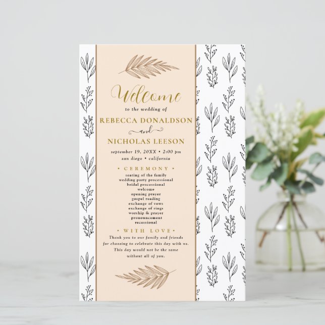 Programme de mariage minimal de texte (Debout devant)