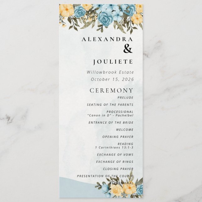 Programme De Mariage Minimal Moderne Ordre Des Évé (Devant)