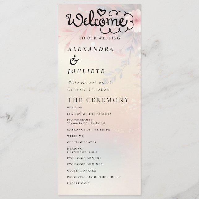 Programme De Mariage Minimal Moderne Ordre Des Évé (Devant)