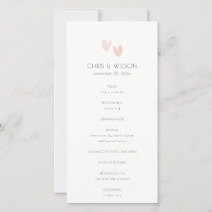 Programme de mariage minimal Pastel Dusky Pink Hea