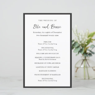 Programme de mariage minimaliste à typographie mod