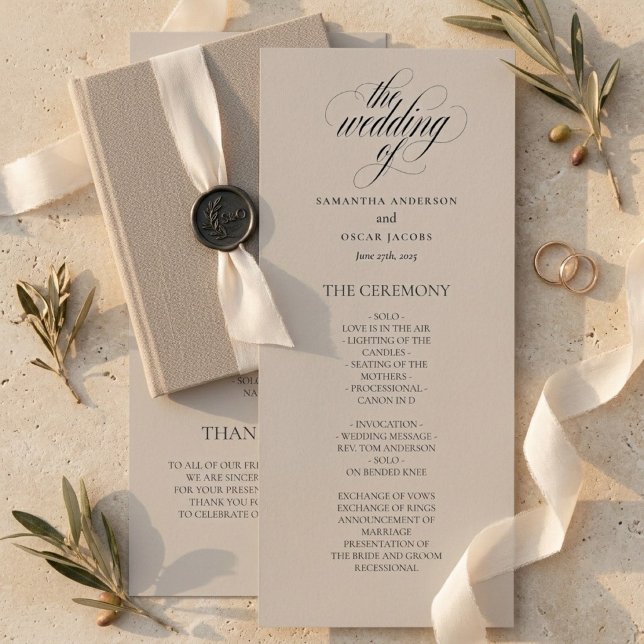 Programme de mariage minimaliste | Écriture élégan (Créateur téléchargé)