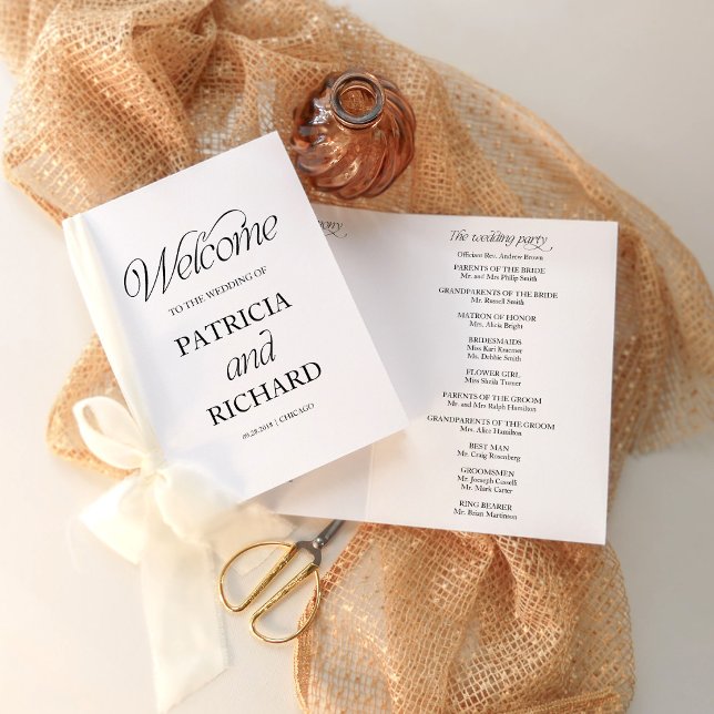Programme de mariage minimaliste élégant plié (Créateur téléchargé)