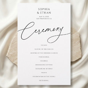 Programme de mariage minimaliste en calligraphie b