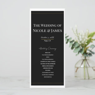 Programme de mariage minimaliste moderne noir blan