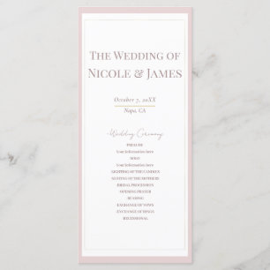 Programme de mariage minimaliste moderne rose et o