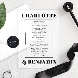 Programme de mariage minimaliste noir gras moderne