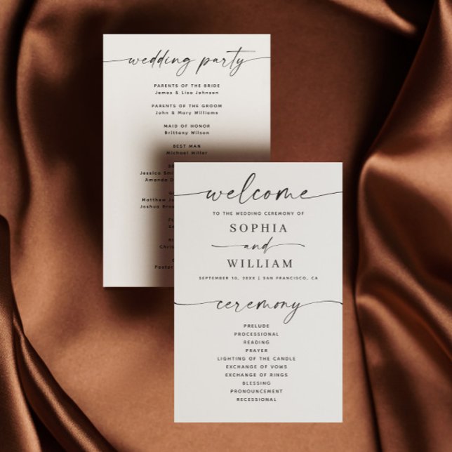 Programme de mariage minimaliste simple | Écriture (Créateur téléchargé)