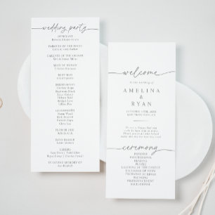 Programme de mariage minimaliste simple gris attén