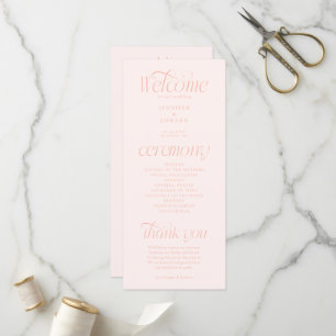 Programme de mariage moderne à la typographie pêch