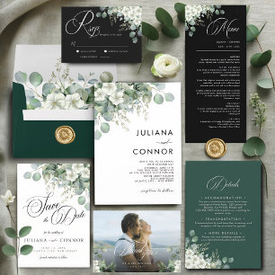 Programme de mariage moderne à la verdure émeraude