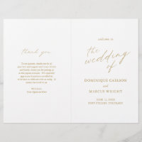 Programme de mariage moderne avec calligraphie dor