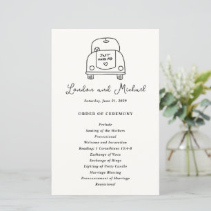 Programme de mariage moderne avec gribouillis de v