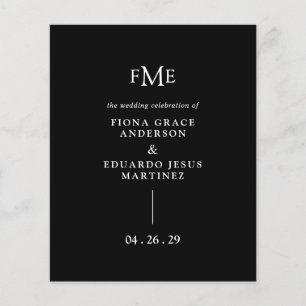 Programme de mariage moderne avec monogramme gras