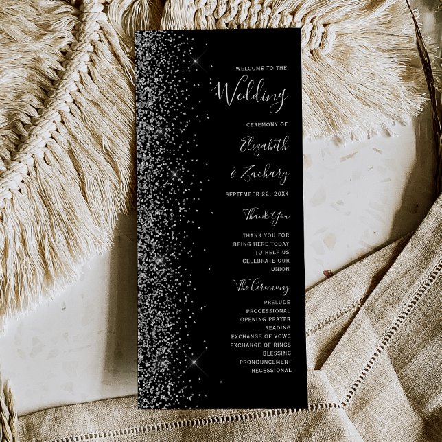 Programme de mariage moderne avec paillettes noire (Créateur téléchargé)