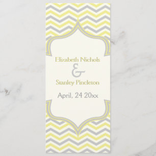 Programme de mariage moderne jaune gris chevron zi