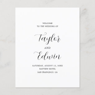 Programme de mariage moderne minimaliste noir et b
