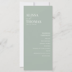 Programme de mariage moderne minimaliste Sage vert