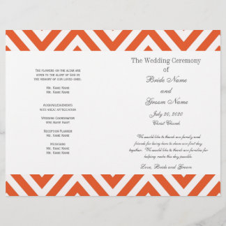 Programme de mariage moderne Orange Grey Chevron