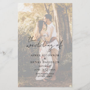 Programme de mariage moderne photo écriture rustiq