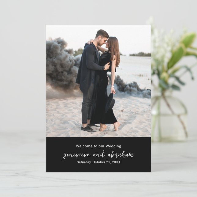Programme de mariage moderne photo noir propre (Debout devant)