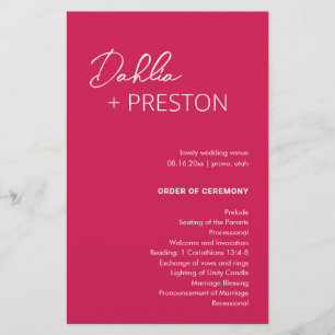 Programme de mariage moderne rose chaud minimalist