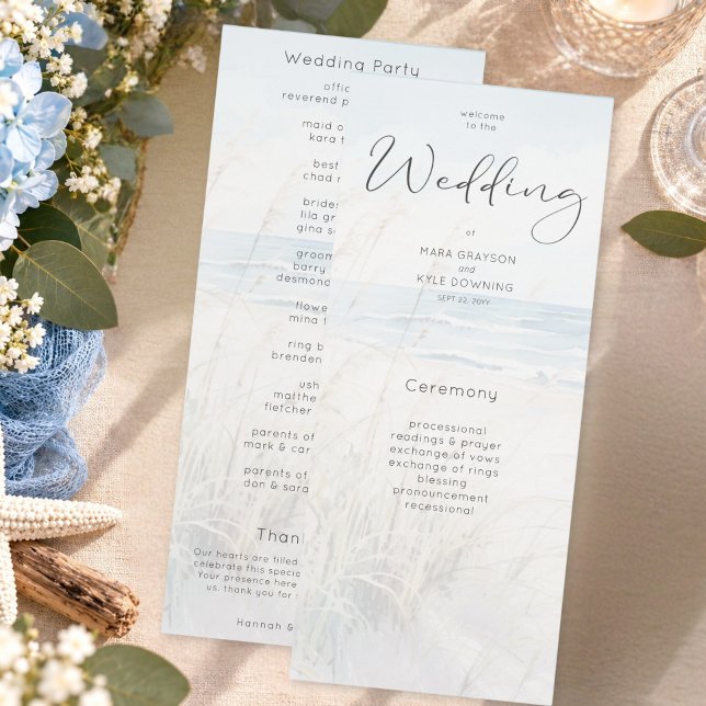 Programme de mariage moderne sur la plage à l'aqua (Créateur téléchargé)