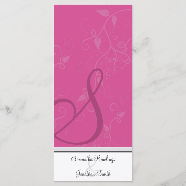 Programme de mariage - Monogram Fuchsia Pink Flora (Devant)