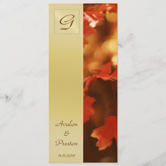 Programme de mariage Monogramme Feuille d'automne (Devant)