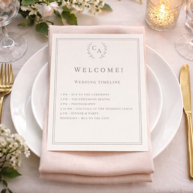 Programme de mariage monogrammé ivoire (Créateur téléchargé)
