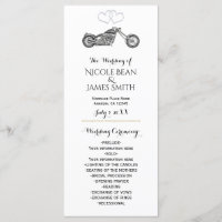 Programme de mariage motard cœur argenté et moto