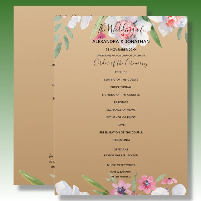 Programme de mariage Narcisse blanc sur fond or ch (Créateur téléchargé)