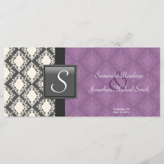 Programme de mariage - Noir Blanc Damas Monogramme