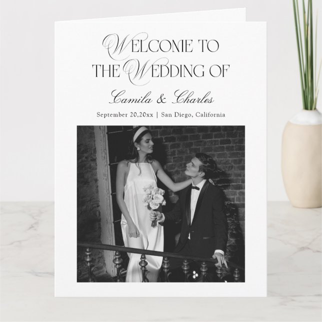 Programme de mariage noir et blanc (Devant)