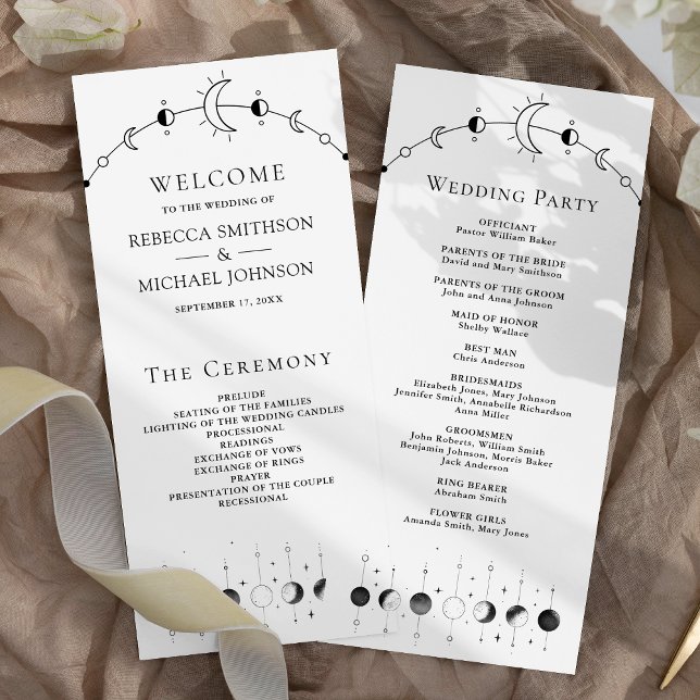 Programme de mariage noir et blanc céleste (Créateur téléchargé)