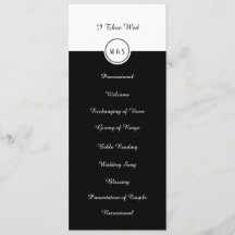 Programme de mariage noir et blanc classique