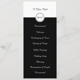 Programme de mariage noir et blanc classique