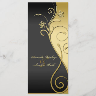 Programme de mariage - Noir et Or Classique Floral
