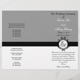 Programme de mariage noir gris clair Chic Monogram