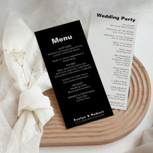 Programme de mariage noir minimaliste élégant