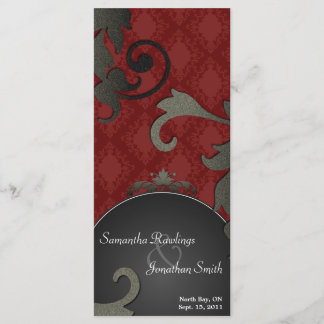 Programme de mariage - Noir & Rouge Floral Damask